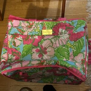 Lilly Pulitzer pink, green and blue floral insulated cooler